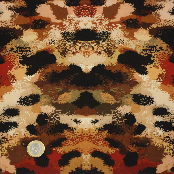 Tissu Viscose fluide GEPI, motif pelage caramel, sable, chocolat, noir - STANDARD 100 OEKO - TEX - TissusPapi.com