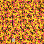 Tissu Viscose fluide MAKIA, floral jaune et rose, fond ocre - STANDARD 100 OEKO - TEX - TissusPapi.com
