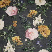 Tissu de coton demi - natté ROMANTISME aux grandes fleurs jaunes, roses et blanches - OEKO - TEX - TissusPapi.com