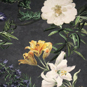 Tissu de coton demi - natté ROMANTISME aux grandes fleurs jaunes, roses et blanches - OEKO - TEX - TissusPapi.com