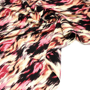 Tissu Viscose fluide motif IKAT rose, chocolat, écru - STANDARD 100 OEKO - TEX - TissusPapi.com
