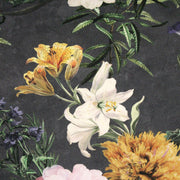 Tissu de coton demi - natté ROMANTISME aux grandes fleurs jaunes, roses et blanches - OEKO - TEX - TissusPapi.com