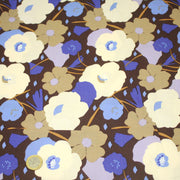 Tissu Viscose fluide GEORGINA floral marron, écru et bleu - OEKO - TEX - TissusPapi.com