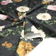 Tissu de coton demi - natté ROMANTISME aux grandes fleurs jaunes, roses et blanches - OEKO - TEX - TissusPapi.com
