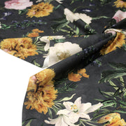 Tissu de coton demi - natté ROMANTISME aux grandes fleurs jaunes, roses et blanches - OEKO - TEX - TissusPapi.com