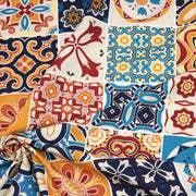 Tissu cotonnade aux carreaux de faïence multicolore - COLLECTION AZULEJOS - TissusPapi.com