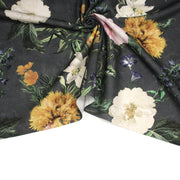 Tissu de coton demi - natté ROMANTISME aux grandes fleurs jaunes, roses et blanches - OEKO - TEX - TissusPapi.com