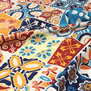 Tissu cotonnade aux carreaux de faïence multicolore - COLLECTION AZULEJOS - TissusPapi.com