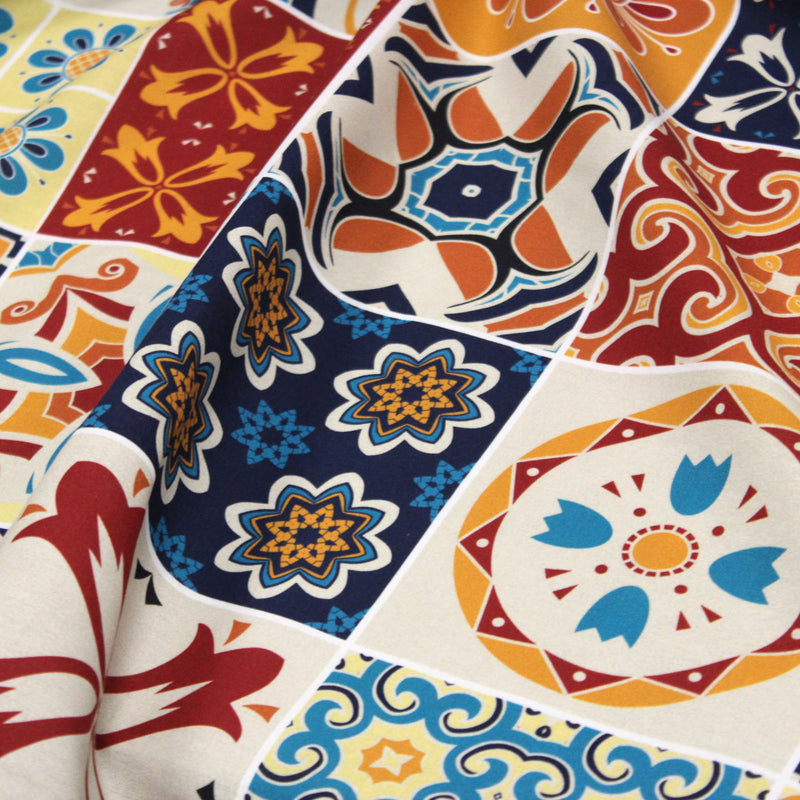 Tissu cotonnade aux carreaux de faïence multicolore - COLLECTION AZULEJOS - TissusPapi.com