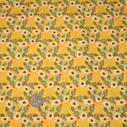 Tissu popeline coton jaune, cactus et fleurs de cactus vertes & oranges - TissusPapi.com