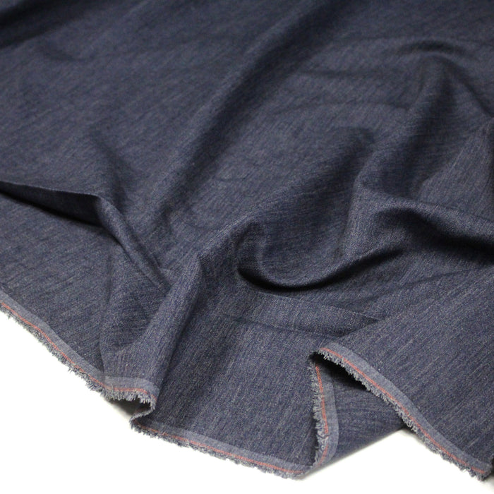 Tissu lin & polyester bleu indigo : habillement et déco d'intérieur