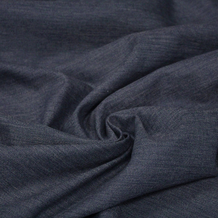 Tissu lin & polyester bleu indigo : habillement et déco d'intérieur