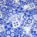 Tissu popeline de coton AZULEJOS aux carreaux de faïence bleu roi, blanc et gris clair - tissuspapi
