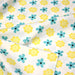 Tissu popeline coton blanc aux fleurs graphiques jaunes et bleues - TissusPapi.com