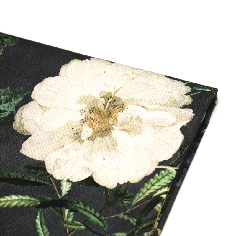 Tissu de coton demi - natté ROMANTISME aux grandes fleurs jaunes, roses et blanches - OEKO - TEX - TissusPapi.com