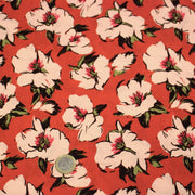 Tissu Viscose fluide SOLINE, rouge aux fleurs roses et noires - STANDARD 100 OEKO - TEX - TissusPapi.com