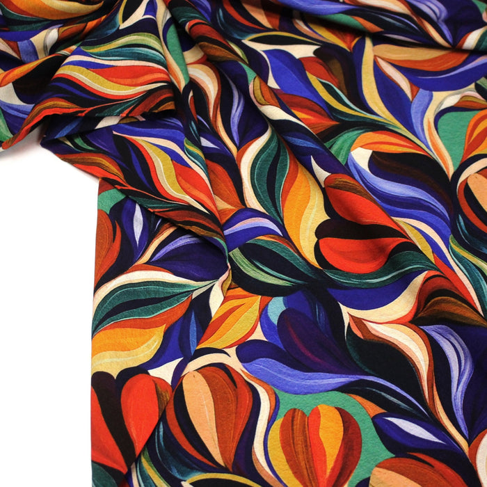 Tissu Viscose fluide ARTIA, floral moderne façon peinture à l'huile - STANDARD 100 OEKO - TEX - TissusPapi.com