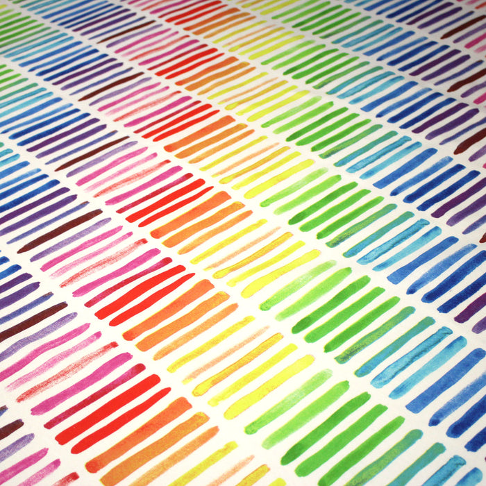 Tissu de coton demi natté aux traits peints multicolores ARC EN CIEL - OEKO-TEX