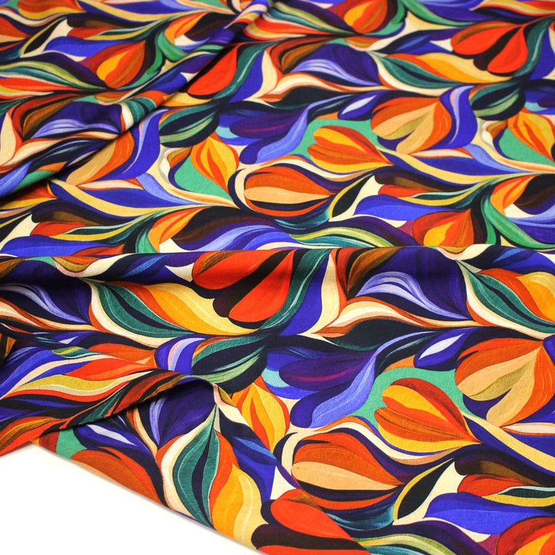 Tissu Viscose fluide ARTIA, floral moderne façon peinture à l'huile - STANDARD 100 OEKO - TEX - TissusPapi.com