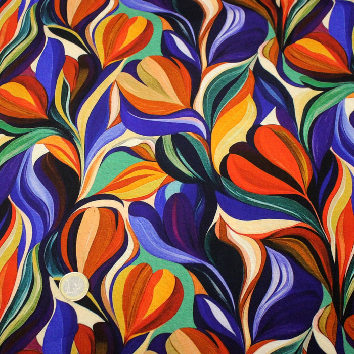 Tissu Viscose fluide ARTIA, floral moderne façon peinture à l'huile - STANDARD 100 OEKO - TEX - TissusPapi.com