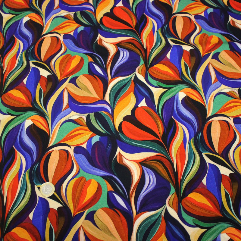 Tissu Viscose fluide ARTIA, floral moderne façon peinture à l'huile - STANDARD 100 OEKO - TEX - TissusPapi.com