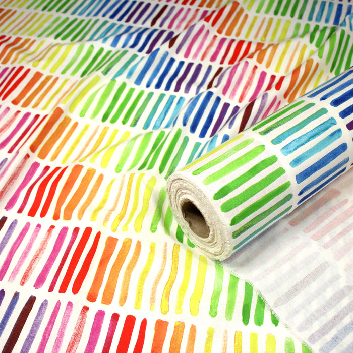 Tissu de coton demi natté aux traits peints multicolores ARC EN CIEL - OEKO-TEX