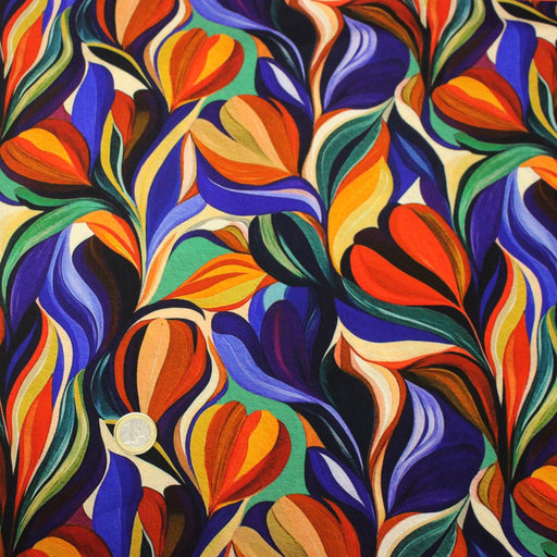 Tissu Viscose fluide ARTIA, floral moderne façon peinture à l'huile - STANDARD 100 OEKO - TEX - TissusPapi.com
