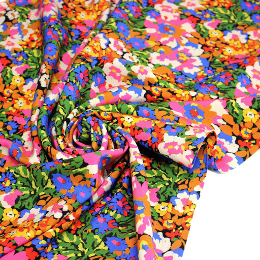 Tissu Viscose fluide SILENE, floral multicolore - STANDARD 100 OEKO - TEX - TissusPapi.com