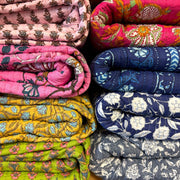 Tissu matelassé coton indien, motif traditionnel floral : nombreuses couleurs et fleuris au choix! - TissusPapi.com