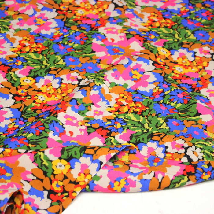 Tissu Viscose fluide SILENE, floral multicolore - STANDARD 100 OEKO - TEX - TissusPapi.com