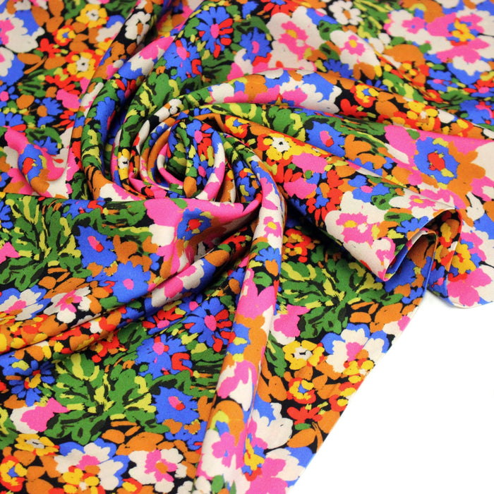 Tissu Viscose fluide SILENE, floral multicolore - STANDARD 100 OEKO - TEX - TissusPapi.com