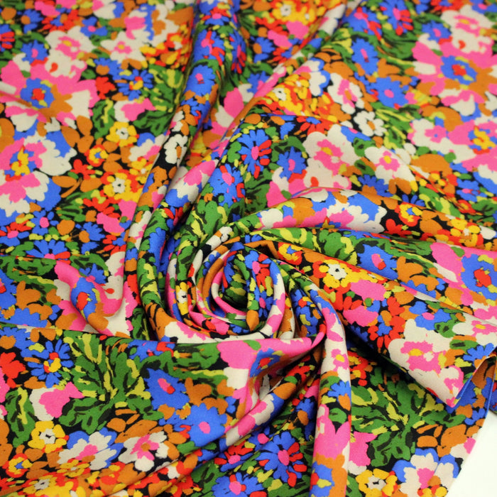 Tissu Viscose fluide SILENE, floral multicolore - STANDARD 100 OEKO - TEX - TissusPapi.com