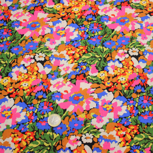Tissu Viscose fluide SILENE, floral multicolore - STANDARD 100 OEKO - TEX - TissusPapi.com