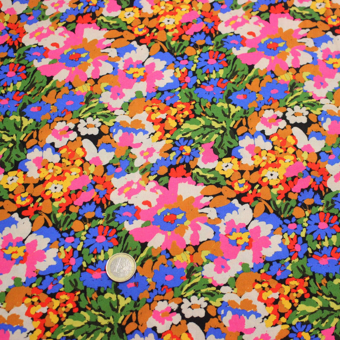 Tissu Viscose fluide SILENE, floral multicolore - STANDARD 100 OEKO - TEX - TissusPapi.com