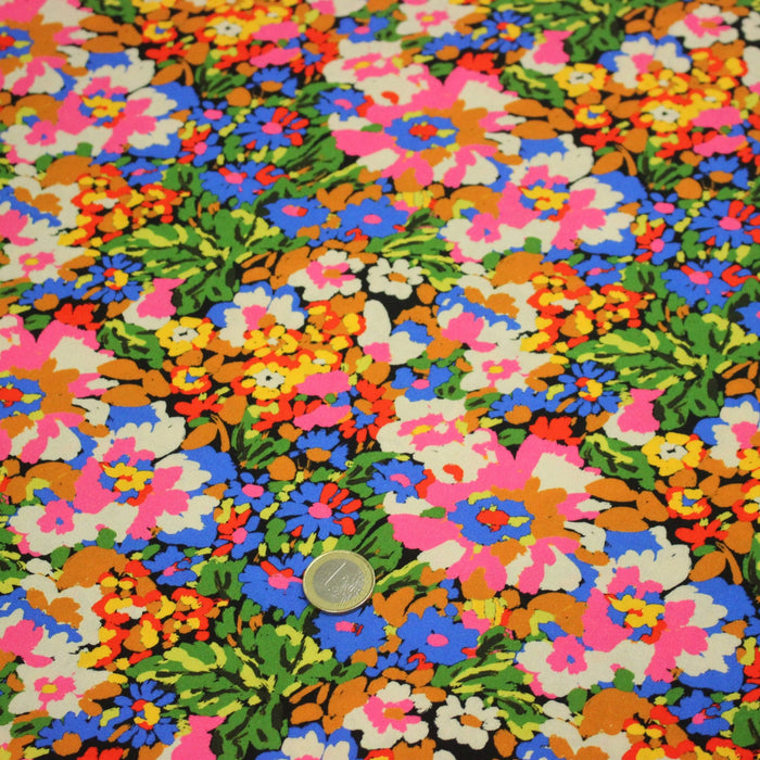 Tissu Viscose fluide SILENE, floral multicolore - STANDARD 100 OEKO - TEX - TissusPapi.com