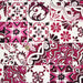 Tissu popeline de coton AZULEJOS aux carreaux de faïence rose byzantin & blanc - tissuspapi