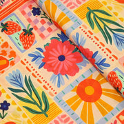 Tissu Viscose fluide Fruits en couleurs, palmiers et fleurs - COLLECTION SICILIA - STANDARD 100 OEKO - TEX - TissusPapi.com