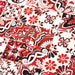 Tissu popeline de coton AZULEJOS aux carreaux de faïence rouge & blanc - tissuspapi