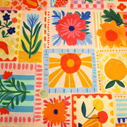 Tissu Viscose fluide Fruits en couleurs, palmiers et fleurs - COLLECTION SICILIA - STANDARD 100 OEKO - TEX - TissusPapi.com