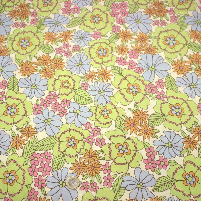 Tissu Viscose fluide floral Seventies pastel - STANDARD 100 OEKO - TEX - TissusPapi.com