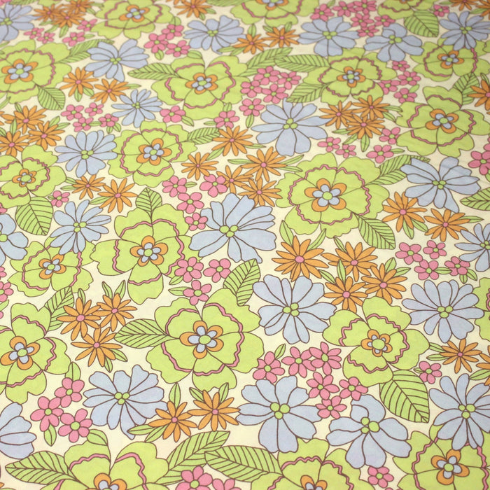 Tissu Viscose fluide floral Seventies pastel - STANDARD 100 OEKO - TEX - TissusPapi.com