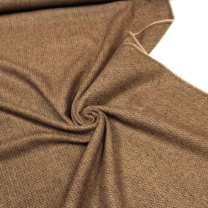 Tissu lainage faux-uni ocre et marron - Fabrication italienne
