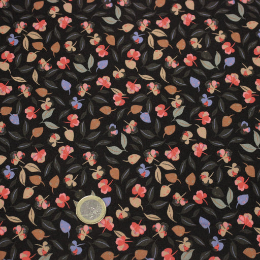 Tissu Viscose fluide FLAVIE floral multicolore fond gris anthracite – STANDARD 100 OEKO - TEX - TissusPapi.com