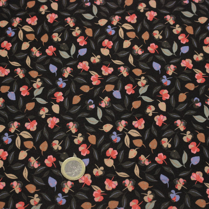 Tissu Viscose fluide FLAVIE floral multicolore fond gris anthracite – STANDARD 100 OEKO - TEX - TissusPapi.com