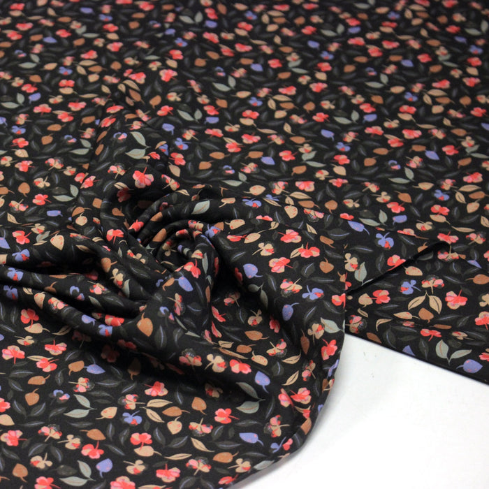 Tissu Viscose fluide FLAVIE floral multicolore fond gris anthracite – STANDARD 100 OEKO - TEX - TissusPapi.com