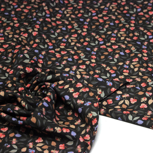 Tissu Viscose fluide FLAVIE floral multicolore fond gris anthracite – STANDARD 100 OEKO - TEX - TissusPapi.com