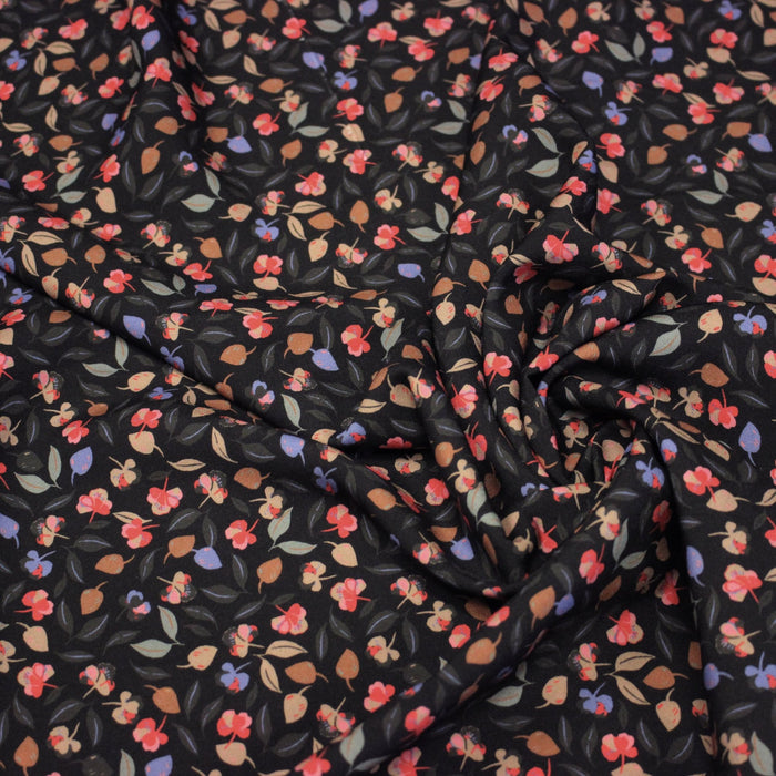 Tissu Viscose fluide FLAVIE floral multicolore fond gris anthracite – STANDARD 100 OEKO - TEX - TissusPapi.com
