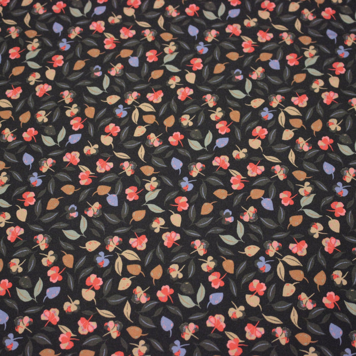 Tissu Viscose fluide FLAVIE floral multicolore fond gris anthracite – STANDARD 100 OEKO - TEX - TissusPapi.com
