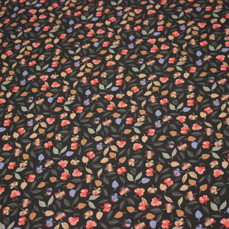 Tissu Viscose fluide FLAVIE floral multicolore fond gris anthracite – STANDARD 100 OEKO - TEX - TissusPapi.com