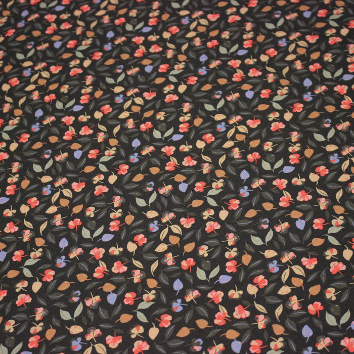 Tissu Viscose fluide FLAVIE floral multicolore fond gris anthracite – STANDARD 100 OEKO - TEX - TissusPapi.com